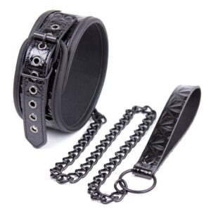 Crocodile Collar With Metal Chain