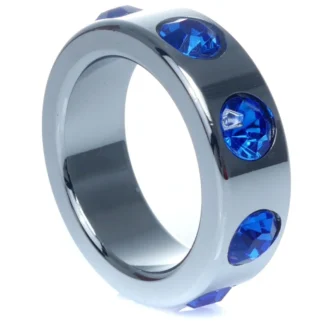 Metal Ring - Cock Ring with Dark Blue Diamonds, Small