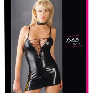Cottelli PARTY Dress S Mini Wet-Look Laced Neckline