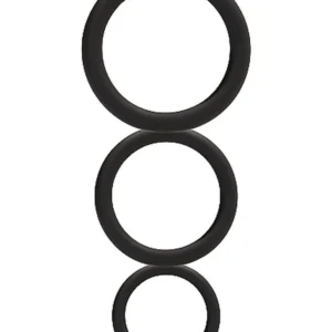 Round Cock Ring Set - Black