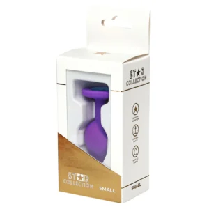Star Collection - Purple Silicone Anal Plug S - Light Blue Crystal