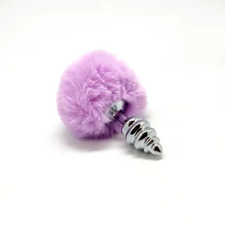 Metal Fluffy Twisted Anal Plug S Pink