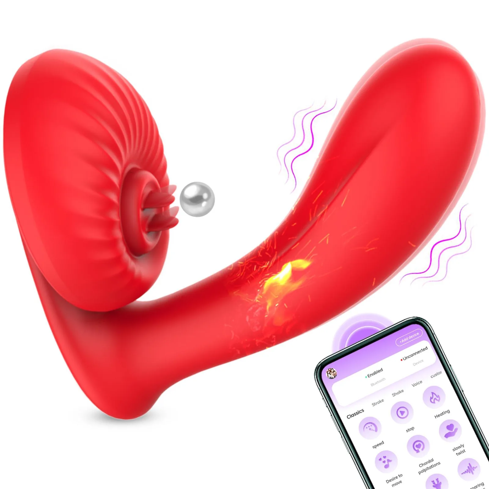 Silicone vibrator 10 vibration modes, Licking, Heating + APP control - Image 2