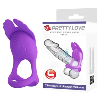 PRETTY LOVE - VIBRANT PENIS RING SILAS Black, 7 vibration modes