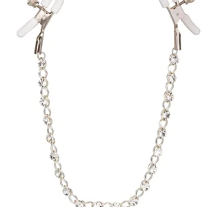 Crystal Chain Nipple Clamps Silver