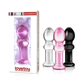 Lovetoy 4.5" Glass Romance Pink Plug - Rounded Tip
