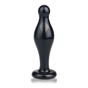Lovetoy 4.5" Glass Romance Black Plug Rounded Tip