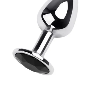 Metal by TOYFA, Anal Plug with Stone, Metal, Silver, with Tourmaline Crystal, 7 cm, Ø 2.8 cm, 50 g