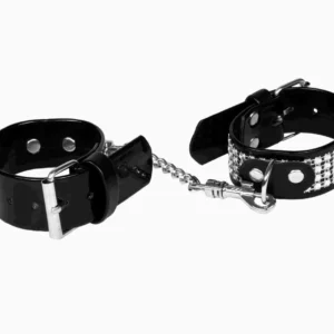 WHIPS Lacquered Handcuffs, Women's Handcuffs, Black, Crystals