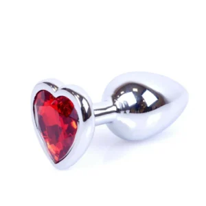 Plug-Jewellery Silver Heart Plug - Red