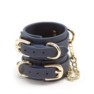 NS Novelties Bondage Couture Blue — Leather-Look Wrist Cuff