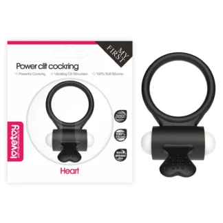 Lovetoy Power Clit Silicone Cockring Black 7cm/4cm Battery