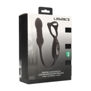 Levelz by Shots Vibrating and Thrusting Silicone Tri O Cockring with prostate stimulator