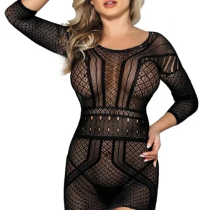 Paris Hollywood H3192 — Black Mesh Dress with Open Back, XL