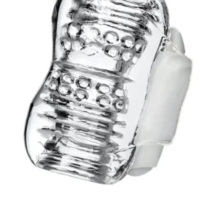 Lingam Khani, Vibrating Masturbator, TPE, Transparent, 9 cm