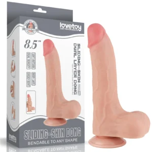 Lovetoy 8.5" Sliding Skin Dual Layer Dong Flesh — Realistic Suction Cup Dildo