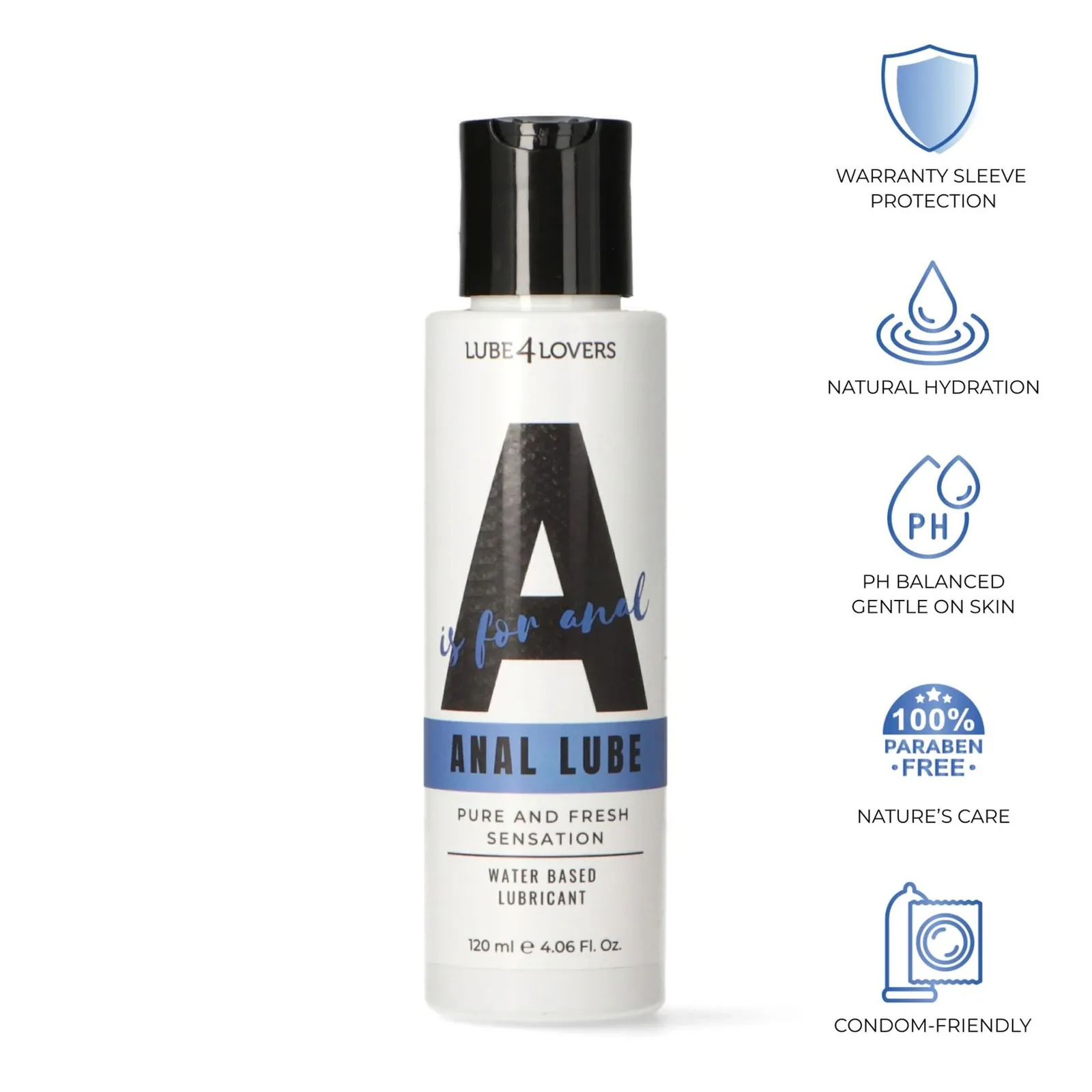 Lube4lovers A is for Anal Lube — Water-Based Anal Lubricant, 120 ml