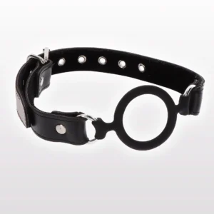 Taboom Open Ring Gag Black Silicone and Leather