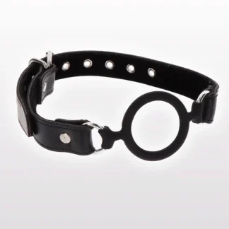 Taboom Open Ring Gag Black Silicone and Leather