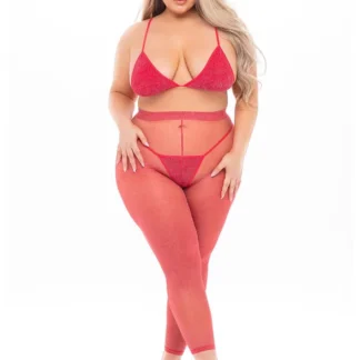 TALL ORDER 3PC LEGGING SET RED, PLUS SIZE