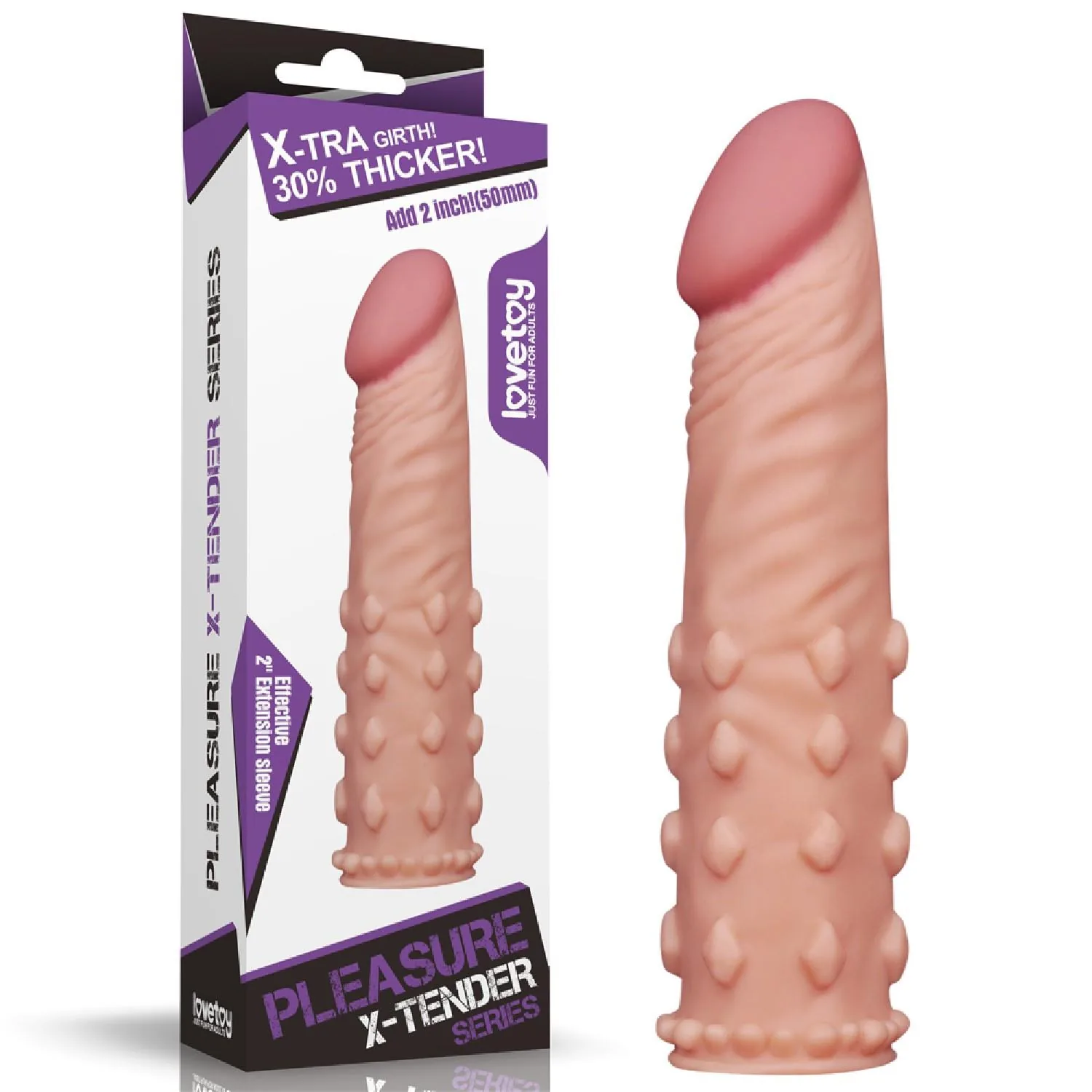 Add 2-Inch Pleasure X Tender Penis Sleeve Flesh