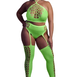 Ouch! Two Piece Crop Top & Stockings XL/XXXXL Greek Decolletage