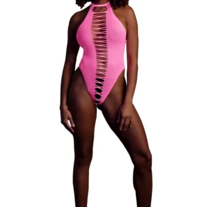 High-Cut Bodysuit - Neon Pink - XS/XL