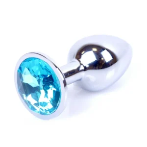 B - Series HeavyFun Plug-Jewellery Silver — blue stainless steel anal plug