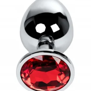 Metal by TOYFA Silver — anal plug with round red stone