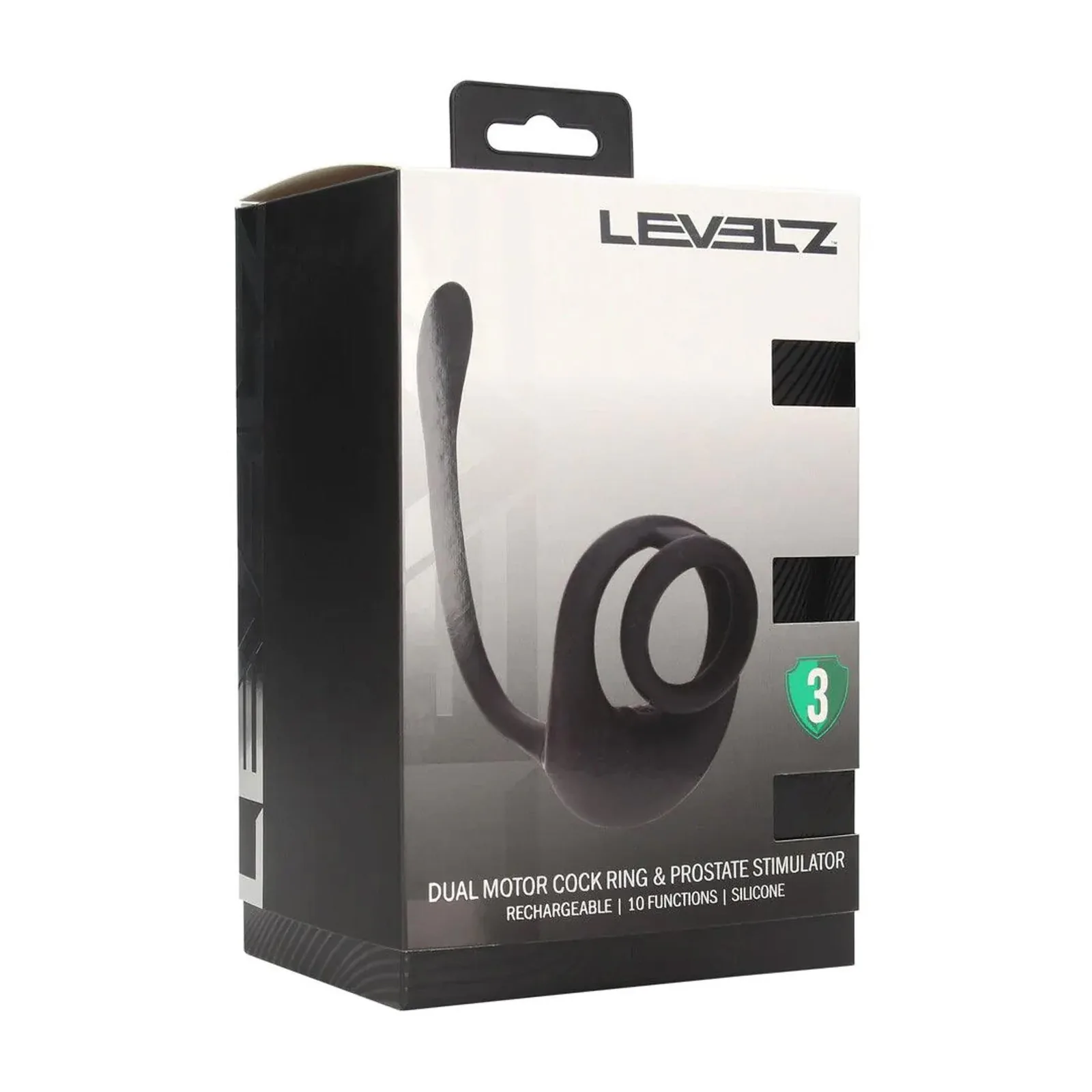 Dual Motor Silicone Cockring with Prostate Stimulator - Black - Image 2