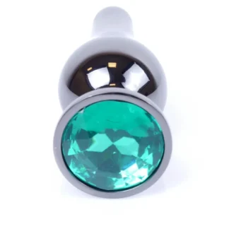 Plug-Jewellery Dark Silver Butt Plug - Green