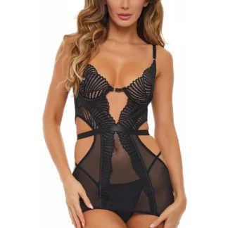Bad Behavior 2-Piece Chemise Set Black, M/L