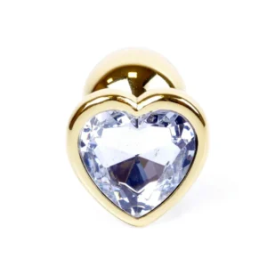 B - Series HeavyFun Gold Heart Anal Plug Jewellery — Clear Steel Anal Plug