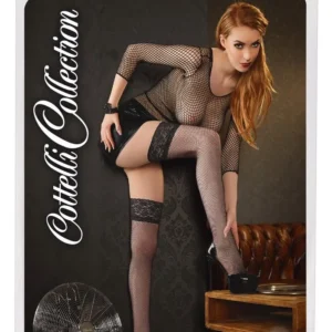 Cottelli LEGWEAR Hold-up Net Stockings 3 - Fishnet Stockings with Lace Top