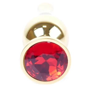 Plug-Jewellery Gold Butt Plug - Red