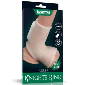 Lovetoy Vibrating Silk Knights Ring — Vibrating Cock Ring with Scrotal Cuff