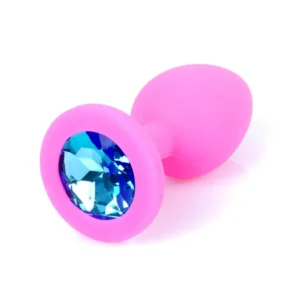 Plug-Jewellery Pink Silicone Plug Small - Light Blue Diamond