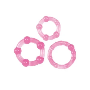 Toyz4lovers Timeless Stud Set of 3 Phallic Rings, Pink