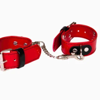 WHIPS Lacquered Handcuffs, women's handcuffs, red, smooth