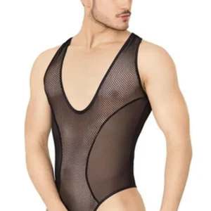 SoftLine Collection Body 4609 - Black Mesh Bodysuit, Size XL