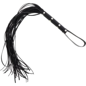 Long Studded Flogger Whip Black