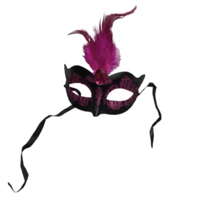 Venetian Mask Purple with Purple Stone and Feather