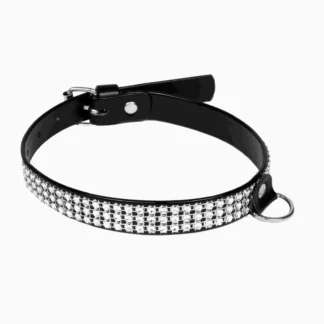 WHIPS Lacquer Bindings, Women's Crystal Collar, Black, 2 cm
