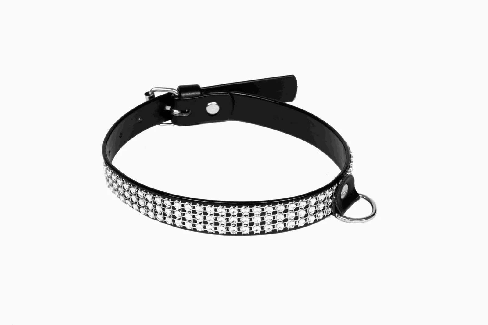 WHIPS Lacquer Bindings, Women's Crystal Collar, Black, 2 cm