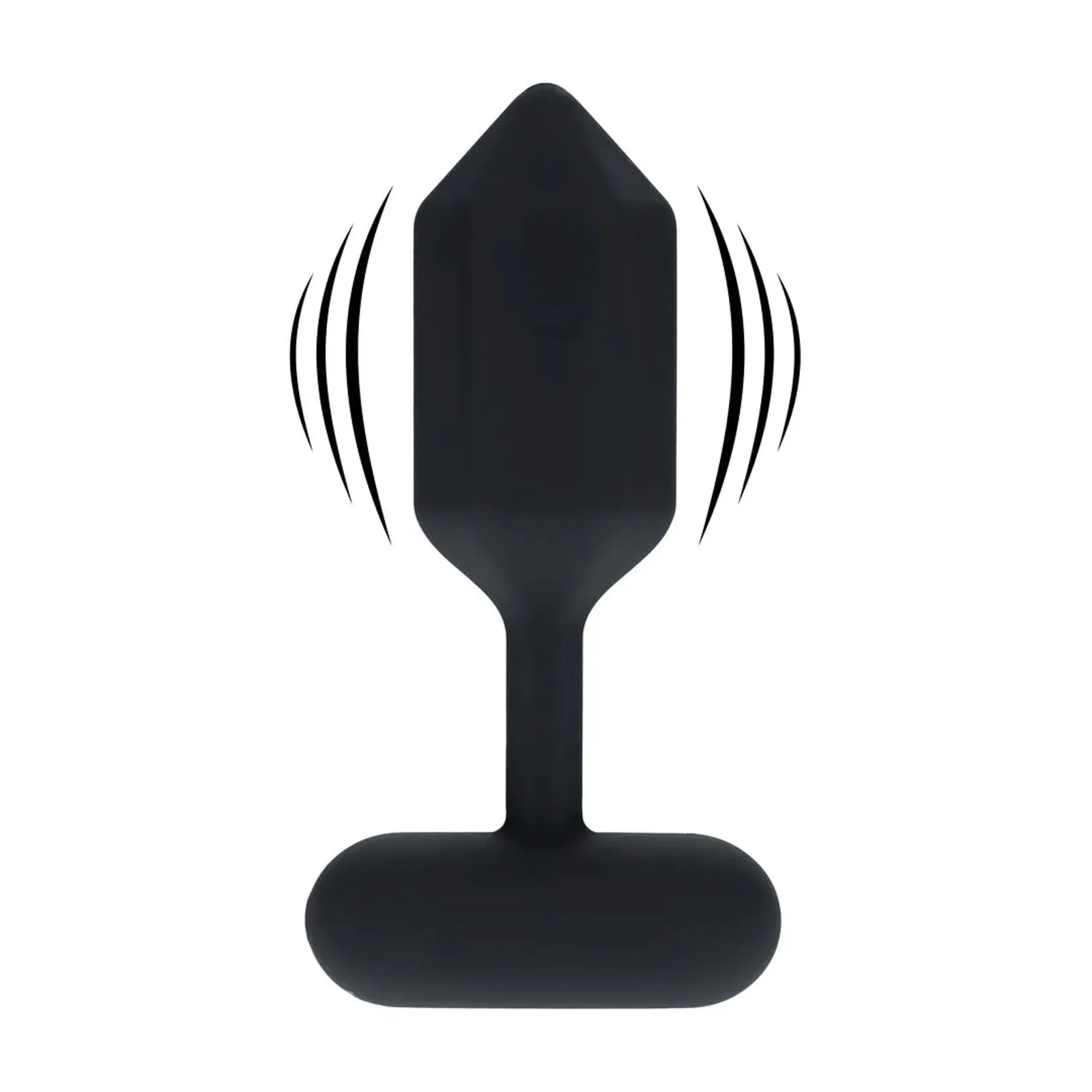 Hexagonal Vibrating Silicone Anal Plug - M - Black - Image 2