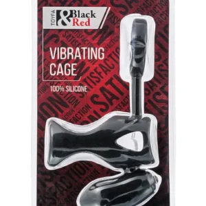 Black & Red, Penis ring with vibration, clitoral stimulation, silicone, black 14.5 cm