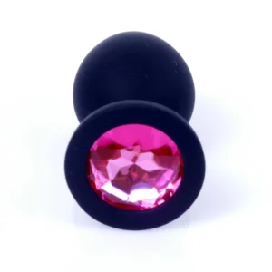 Plug-Jewellery Black Silicone Plug Medium - Pink Diamond
