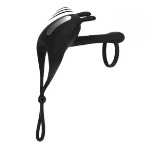 Levelz Level 3 — Adjustable Bunny Vibrating Cock Ring in Black Silicone