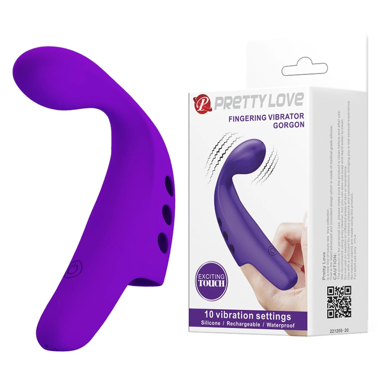 Pretty Love - Finger Vibrator Gorgon Purple, 10 vibration functions