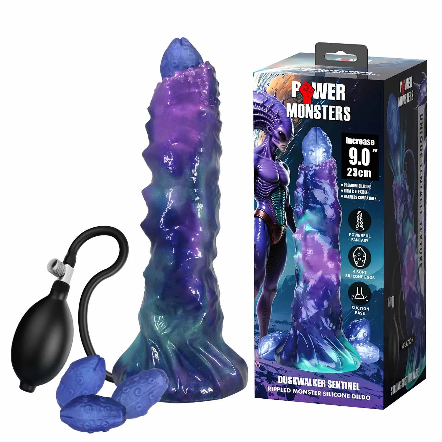 Power Monsters DuskWalker Sentinel — 23 cm Silicone Dildo with Textured Surface